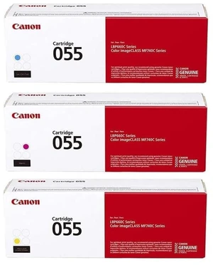 Genuine 055 CMY Color Toner Cartridge Set, Cyan Magenta & Yellow 3-Pack Genuine 055 CMY Color Toner Cartridge Set, Cyan Magenta & Yellow 3-Pack