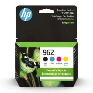 962 Black, Cyan, Magenta, Yellow Ink Cartridges (4-Pack) | Works OfficeJet 9010 Series, OfficeJet Pro 9010, 9020 Series | Eligible for Instant Ink | 3YQ25AN 962 Black, Cyan, Magenta, Yellow Ink Cartridges (4-Pack) | Works OfficeJet 9010 Series, OfficeJet Pro 9010, 9020 Series | Eligible for Instant Ink | 3YQ25AN