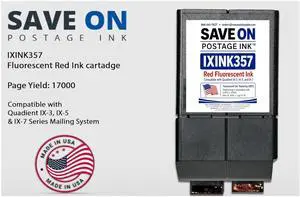 Compatible IXINK357 Quadient Neopost Ink Cartridge (1 Pack, Standard Capacity) - Fluorescent Red Printer Ink Cartridge for IX3 IX5 & IX7 Mailing System & Postage Meter - Replacement Inkjet Printer Ink Compatible IXINK357 Quadient Neopost Ink Cartridge (1 Pack, Standard Capacity) - Fluorescent Red Printer Ink Cartridge for IX3 IX5 & IX7 Mailing System & Postage Meter - Replacement Inkjet Printer Ink