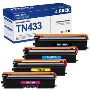 TN433 TN-433 4-Pack Toner Cartridges Set TN431 TN 433 MFC-L8900cdw L8360CDW | Compatible for Brother TN433BK TN431 Toner for MFC-L8900CDW HL-L8360CDW HL-L8260CDW MFC-L8610CDW HL-L8360CDWT Printer Ink TN433 TN-433 4-Pack Toner Cartridges Set TN431 TN 433 MFC-L8900cdw L8360CDW | Compatible for Brother TN433BK TN431 Toner for MFC-L8900CDW HL-L8360CDW HL-L8260CDW MFC-L8610CDW HL-L8360CDWT Printer Ink