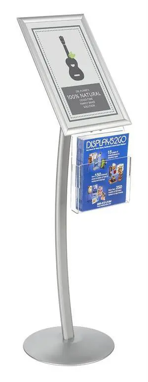 CMB17NGW Floor Sign Stand with Literature Pocket, Snap Frame for 11x17-Inch Poster, Silver CMB17NGW Floor Sign Stand with Literature Pocket, Snap Frame for 11x17-Inch Poster, Silver