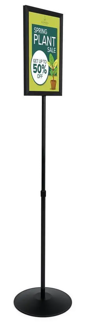 11x17 Sign Stand with Height-Adjustable Post, Top-Loading Sign Frame Includes PVC Backer and 2 Non-Glare Lenses for Double-Sided Presentations, Aluminum (Black) 11x17 Sign Stand with Height-Adjustable Post, Top-Loading Sign Frame Includes PVC Backer and 2 Non-Glare Lenses for Double-Sided Presentations, Aluminum (Black)