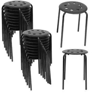 20 Pack Black Plastic Stack Stools, 17.7 Inch Portable Plastic Stools, Backless Stackable Stools Set of 10, Stacking Round Stools for School Classroom and Office (20, Black) 20 Pack Black Plastic Stack Stools, 17.7 Inch Portable Plastic Stools, Backless Stackable Stools Set of 10, Stacking Round Stools for School Classroom and Office (20, Black)
