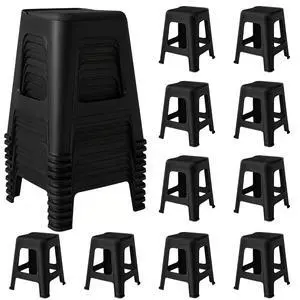 10 Pack Stackable Classroom Stools, 18.8" Height, Black | Nesting Plastic Stacking Stool, Portable Backless Chairs, Flexible Seating, For Classroom, School, Office, Home 10 Pack Stackable Classroom Stools, 18.8" Height, Black | Nesting Plastic Stacking Stool, Portable Backless Chairs, Flexible Seating, For Classroom, School, Office, Home
