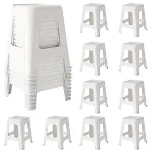 10 Pack Stackable Classroom Stools, 18.8" Height, White | Nesting Plastic Stacking Stool, Portable Backless Chairs, Flexible Seating, For Classroom, School, Office, Home 10 Pack Stackable Classroom Stools, 18.8" Height, White | Nesting Plastic Stacking Stool, Portable Backless Chairs, Flexible Seating, For Classroom, School, Office, Home
