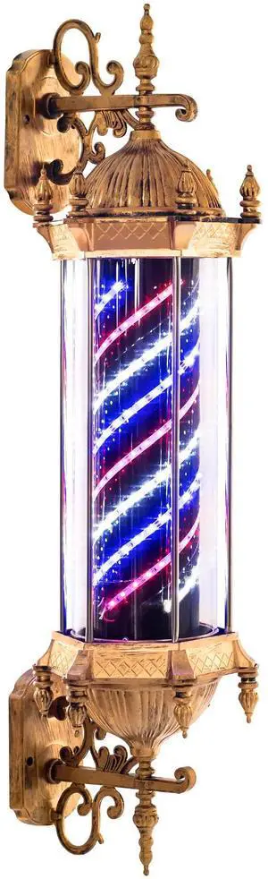 Barber Retro Style Light Pole, Hair Salon Shop Open Sign, Rotating Blue & Red & White LED Strips, Save Energy Waterproof for Salon L080 Barber Retro Style Light Pole, Hair Salon Shop Open Sign, Rotating Blue & Red & White LED Strips, Save Energy Waterproof for Salon L080