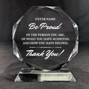 Personalized Engraved Thank You Award - Laser Engraved Design - Thank You - Add Your Own Text - Includes Gift Box - Thank You Award (Optic Crystal Octagon) Personalized Engraved Thank You Award - Laser Engraved Design - Thank You - Add Your Own Text - Includes Gift Box - Thank You Award (Optic Crystal Octagon)