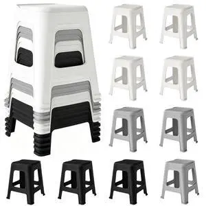 10 Pack Stackable Classroom Stools, 18.8" Height, Mixed Color | Nesting Plastic Stacking Stool, Portable Backless Chairs, Flexible Seating, For Classroom, School, Office, Home 10 Pack Stackable Classroom Stools, 18.8" Height, Mixed Color | Nesting Plastic Stacking Stool, Portable Backless Chairs, Flexible Seating, For Classroom, School, Office, Home