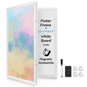 White Hidden Board, Enclosed Whiteboard with Wooden Frame, 20x30in Poster Frame and Functional Whiteboard for Office, Home(Poster Not Included) White Hidden Board, Enclosed Whiteboard with Wooden Frame, 20x30in Poster Frame and Functional Whiteboard for Office, Home(Poster Not Included)