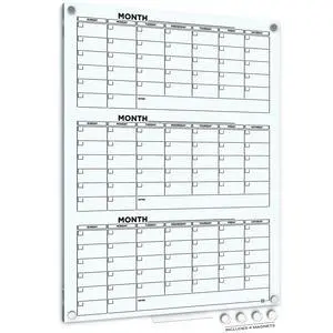 Glass Dry Erase Calendar 34x46 Magnetic Quarterly Whiteboard | 3 Month Wall Planner, Frameless Standoff Mount, Includes Marker Tray, Home Office And Classroom, Hardware Included Glass Dry Erase Calendar 34x46 Magnetic Quarterly Whiteboard | 3 Month Wall Planner, Frameless Standoff Mount, Includes Marker Tray, Home Office And Classroom, Hardware Included