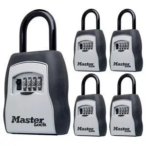 Key Lock Box for House Keys Outdoor Portable Combination Lockbox with Resettable 4 Digit Code, Weather Resistant Durable Metal Body, Holds 5 Keys, 5400EC5, Black, 5 Pack Key Lock Box for House Keys Outdoor Portable Combination Lockbox with Resettable 4 Digit Code, Weather Resistant Durable Metal Body, Holds 5 Keys, 5400EC5, Black, 5 Pack