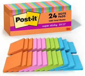 Super Sticky Notes, 3 x 3 in | Energy Boost Collection | For Organization | 24 Pads, Pack of 8 Super Sticky Notes, 3 x 3 in | Energy Boost Collection | For Organization | 24 Pads, Pack of 8