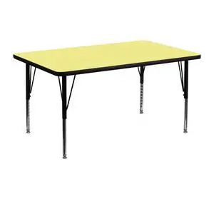 30''W x 48''L Rectangular Yellow Thermal Laminate Activity Table - Height Adjustable Short Legs 30''W x 48''L Rectangular Yellow Thermal Laminate Activity Table - Height Adjustable Short Legs