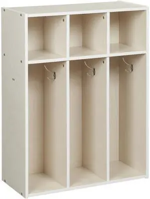 Streamline 3-Section Toddler Coat Locker with Cubby Storage, Kids Furniture, White Wash Streamline 3-Section Toddler Coat Locker with Cubby Storage, Kids Furniture, White Wash