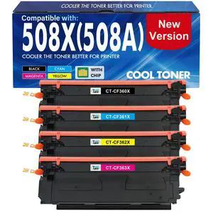 508X 508A M553 Toner Cartridge Set CF360X CF360A High Yield New Version | Compatible for HP Color LaserJet Enterprise M553 M552 MFP M577 Series M552dn M553dn M553n M553x Printer 4 Pack 508X 508A M553 Toner Cartridge Set CF360X CF360A High Yield New Version | Compatible for HP Color LaserJet Enterprise M553 M552 MFP M577 Series M552dn M553dn M553n M553x Printer 4 Pack