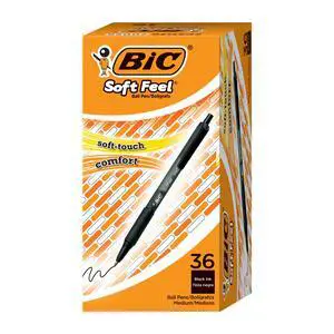 Soft Feel Black Retractable Ballpoint Pens, Medium Point (1.0mm), 36-Count Pack, Black Pens With Soft-Touch Comfort Grip, Pack of 12 Soft Feel Black Retractable Ballpoint Pens, Medium Point (1.0mm), 36-Count Pack, Black Pens With Soft-Touch Comfort Grip, Pack of 12