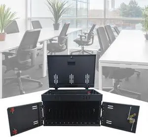 12 Device Charging Station for Laptops & Tablets, Portable Lockable Charging Cabinet Lock Box with Cable Management,Fits 17in Laptop Computers Chromebooks, for Classroom, Library, and Office(Black) 12 Device Charging Station for Laptops & Tablets, Portable Lockable Charging Cabinet Lock Box with Cable Management,Fits 17in Laptop Computers Chromebooks, for Classroom, Library, and Office(Black)
