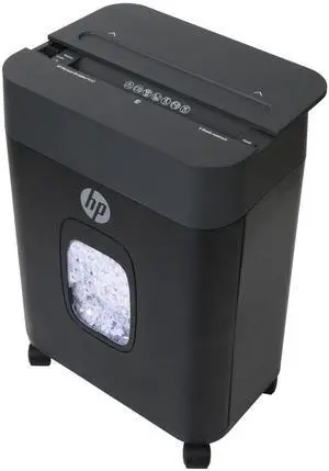 HP - Micro Cut Paper Shredder, 8-Sheet Capacity, Slide Top Design, Pullout Basket, High Security Shredding for Home Use, Compact Size with Rolling Casters HP - Micro Cut Paper Shredder, 8-Sheet Capacity, Slide Top Design, Pullout Basket, High Security Shredding for Home Use, Compact Size with Rolling Casters
