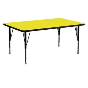 24''W x 60''L Rectangular Yellow HP Laminate Activity Table - Height Adjustable Short Legs 24''W x 60''L Rectangular Yellow HP Laminate Activity Table - Height Adjustable Short Legs