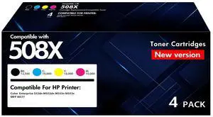 508X 508A Toner Cartridge Set M553 CF360X CF360A High Yield New Version | Compatible for HP Color LaserJet Enterprise M553 M552 MFP M577 Series M553dn M552dn M553n M553x Printer 4-Pack 508X 508A Toner Cartridge Set M553 CF360X CF360A High Yield New Version | Compatible for HP Color LaserJet Enterprise M553 M552 MFP M577 Series M553dn M552dn M553n M553x Printer 4-Pack