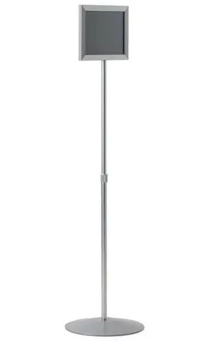 Pedestal Sign Stand with Telescoping Height-Adjustable Design, Double-Sided Frame with Top-Loading Setup for 11x8.5 Prints - Silver, Aluminum Pedestal Sign Stand with Telescoping Height-Adjustable Design, Double-Sided Frame with Top-Loading Setup for 11x8.5 Prints - Silver, Aluminum