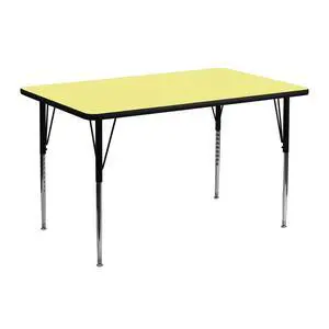 Adjustable Kids Activity Table for Home Use, Height-Adjustable Classroom Table for Kids, 24" W x 48" D x 21.125-30.125" H, Yellow Adjustable Kids Activity Table for Home Use, Height-Adjustable Classroom Table for Kids, 24" W x 48" D x 21.125-30.125" H, Yellow