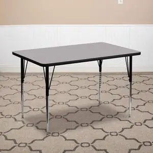 Adjustable Kids Activity Table for Home Use, Height-Adjustable Classroom Table for Kids, 24" W x 48" D x 21.125-30.125" H, Gray Adjustable Kids Activity Table for Home Use, Height-Adjustable Classroom Table for Kids, 24" W x 48" D x 21.125-30.125" H, Gray