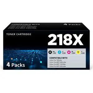 218X Toner Cartridges 4 Packs With Chip | Compatible Replacement for HP 218X W2180X W2181X W2182X W2183X 218A W2180A work with Color Pro 3201dw 3301cdw 3301fdw 3301sdw Printer, 4 Color Packs Set 218X Toner Cartridges 4 Packs With Chip | Compatible Replacement for HP 218X W2180X W2181X W2182X W2183X 218A W2180A work with Color Pro 3201dw 3301cdw 3301fdw 3301sdw Printer, 4 Color Packs Set