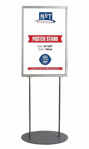 Metal Oval Info Board Silver 24x36 Inches Slide-In Poster Sign Holder 1 Tier Double Sided Floor Standing Pedestal Advertising Display with Backing and Anti-Glare PET Cover Metal Oval Info Board Silver 24x36 Inches Slide-In Poster Sign Holder 1 Tier Double Sided Floor Standing Pedestal Advertising Display with Backing and Anti-Glare PET Cover