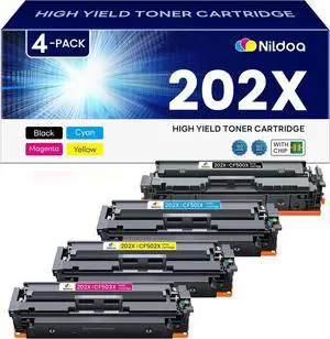 202X Toner Cartridges 4 Pack High Yield Replacement for HP 202X CF500X CF501X CF502X CF503X Color Pro M254dw; MFP M281cdw M281fdw Printer Ink(Black Cyan Magenta Yellow) 202X Toner Cartridges 4 Pack High Yield Replacement for HP 202X CF500X CF501X CF502X CF503X Color Pro M254dw; MFP M281cdw M281fdw Printer Ink(Black Cyan Magenta Yellow)