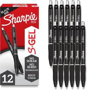 S-Gel Pens, Bold Point (1.0mm), Black Gel Ink, 12 Count - Writing, Journaling, Note-Taking, College, Teacher Supplies, Office (Pack of 12) S-Gel Pens, Bold Point (1.0mm), Black Gel Ink, 12 Count - Writing, Journaling, Note-Taking, College, Teacher Supplies, Office (Pack of 12)