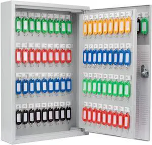 121 Position Key Lock Box Hook-Style Cabinet with Numbered Hooks, Key Tags, Log Sheet, Labeled Shelves, Wall Mount, 0.8mm Solid Steel Secure Key Organizer Storage 121 Position Key Lock Box Hook-Style Cabinet with Numbered Hooks, Key Tags, Log Sheet, Labeled Shelves, Wall Mount, 0.8mm Solid Steel Secure Key Organizer Storage
