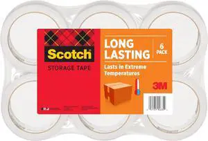Packaging Tape, 1.88" x 54.6 yd, Clear | 3" Core | Weather Resistant | For Storage | 6 Rolls, Pack of 6 Packaging Tape, 1.88" x 54.6 yd, Clear | 3" Core | Weather Resistant | For Storage | 6 Rolls, Pack of 6