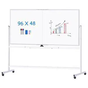 Rolling Whiteboard, 96x48 Large Double-Sided White Board Dry Erase on Wheels, Giant Magnetic White Board Standing for Office, School, Home Office, Homeschool Rolling Whiteboard, 96x48 Large Double-Sided White Board Dry Erase on Wheels, Giant Magnetic White Board Standing for Office, School, Home Office, Homeschool