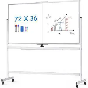 Rolling Whiteboard,72"x36" White Board with Stands Movable Dry Erase Board on Wheels, Large Double Sided Standing Whiteboard for Office School Classroom Presentation Supplies Rolling Whiteboard,72"x36" White Board with Stands Movable Dry Erase Board on Wheels, Large Double Sided Standing Whiteboard for Office School Classroom Presentation Supplies