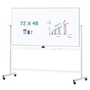 Rolling Whiteboard 72x48, Large Double-Sided White Board Dry Erase on Wheels, Giant Magnetic White Board Standing for Office, School, Home Office, Homeschool (Sliver) Rolling Whiteboard 72x48, Large Double-Sided White Board Dry Erase on Wheels, Giant Magnetic White Board Standing for Office, School, Home Office, Homeschool (Sliver)