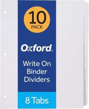 Binder Dividers for 3 Ring Binders, 8-Tab Dividers, Write On Tabs, White Paper, 10 Count (Pack of 10) Binder Dividers for 3 Ring Binders, 8-Tab Dividers, Write On Tabs, White Paper, 10 Count (Pack of 10)