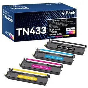 Compatible with Brother TN433 Toner Cartridge 4 Pack for MFC-L8900CDW HL-L8360CDW Toner TN 433 Work with MFC-L8610CDW L8895CDW L8900CDW L8905CDW L9570CDW HL-L8260CDW Printer Ink Cartridge Compatible with Brother TN433 Toner Cartridge 4 Pack for MFC-L8900CDW HL-L8360CDW Toner TN 433 Work with MFC-L8610CDW L8895CDW L8900CDW L8905CDW L9570CDW HL-L8260CDW Printer Ink Cartridge