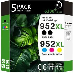Compatible for 952XL Ink Cartridges Combo Pack Replacement for 952 XL HP952 HP952XL to use with HP OfficeJet Pro 8710 7740 8720 8715 8210 8703 OfficeJet 8702 Printers, 5-Pack Black Cyan Magenta Yellow Compatible for 952XL Ink Cartridges Combo Pack Replacement for 952 XL HP952 HP952XL to use with HP OfficeJet Pro 8710 7740 8720 8715 8210 8703 OfficeJet 8702 Printers, 5-Pack Black Cyan Magenta Yellow