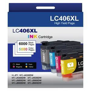 4-Pack LC406XL Ink Cartridges Compatible for Brother MFC-J4335DW MFC-J5855DW MFC-J6555DW MFC-J4535DW MFC-J6955DW MFC-J4345DW MFC-J5955DW Printer, Black Cyan Magenta Yellow 4-Pack LC406XL Ink Cartridges Compatible for Brother MFC-J4335DW MFC-J5855DW MFC-J6555DW MFC-J4535DW MFC-J6955DW MFC-J4345DW MFC-J5955DW Printer, Black Cyan Magenta Yellow