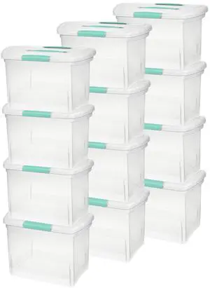 Large Nesting ShowOffs Stackable Storage Bin, Latching Organizer Tote with Handle, Plastic Box for File Organization, Clear, 12-Pack Large Nesting ShowOffs Stackable Storage Bin, Latching Organizer Tote with Handle, Plastic Box for File Organization, Clear, 12-Pack