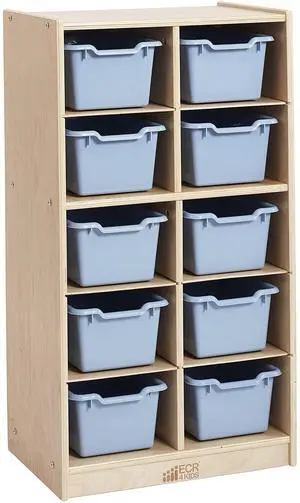 10 Cubby Tray Cabinet with Scoop Front Storage Bins, 5x2, Classroom Furniture, Powder Blue 10 Cubby Tray Cabinet with Scoop Front Storage Bins, 5x2, Classroom Furniture, Powder Blue