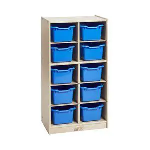 10 Cubby Mobile Tray Cabinet and 10 Scoop Front Bins, 5x2, Kids Furniture, Blue 10 Cubby Mobile Tray Cabinet and 10 Scoop Front Bins, 5x2, Kids Furniture, Blue