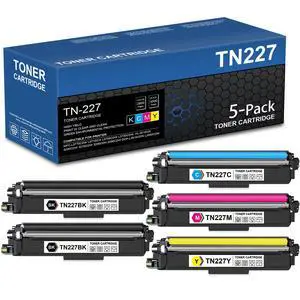 TN-227 TN227BK/C/M/Y High Yield Toner Cartridge Replacement for Brother TN-227BK TN227 TN223 TN-223 Compatible with Brother MFC-L3770CDW MFC-L3710CW HL-3230CDW HL-3210CW Printer Toner (5 Pack) TN-227 TN227BK/C/M/Y High Yield Toner Cartridge Replacement for Brother TN-227BK TN227 TN223 TN-223 Compatible with Brother MFC-L3770CDW MFC-L3710CW HL-3230CDW HL-3210CW Printer Toner (5 Pack)