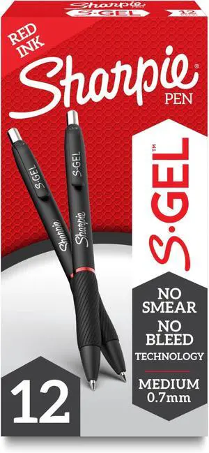 S-Gel Gel Pens Medium Point (0.7mm) Red Ink Gel Pen,12 Count (Pack of 12) S-Gel Gel Pens Medium Point (0.7mm) Red Ink Gel Pen,12 Count (Pack of 12)