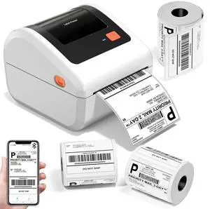 Bluetooth Shipping Label Printer with 3 Roll Labels | D450BT White Thermal Label Printer 4x6 for Small Business, Thermal Printers Come with 750PCS 4x6 Labels (250 Labels/Roll) Bluetooth Shipping Label Printer with 3 Roll Labels | D450BT White Thermal Label Printer 4x6 for Small Business, Thermal Printers Come with 750PCS 4x6 Labels (250 Labels/Roll)