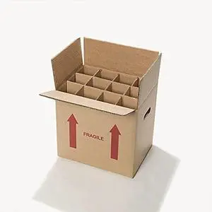 Corrugated Moving and Storage Box for 12 Bottles, Fragile - 10 Pack Corrugated Moving and Storage Box for 12 Bottles, Fragile - 10 Pack