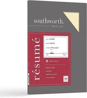® 100% Cotton Résumé Paper, 8 1/2" x 11", 24 Lb, 100% Recycled, Ivory, 100 Count (Pack of 12) ® 100% Cotton Résumé Paper, 8 1/2" x 11", 24 Lb, 100% Recycled, Ivory, 100 Count (Pack of 12)