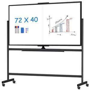 72 x 40 Double Sided Rolling Whiteboard, Mobile Whiteboard Magnetic White Board - Large Reversible Dry Erase Board Easel Standing Board on Wheels with Stand (72 x 40 Black) 72 x 40 Double Sided Rolling Whiteboard, Mobile Whiteboard Magnetic White Board - Large Reversible Dry Erase Board Easel Standing Board on Wheels with Stand (72 x 40 Black)