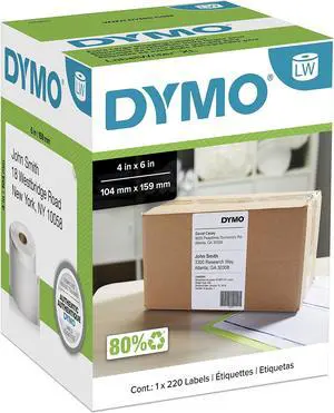 Authentic LW Extra-Large Shipping Labels Labels for LabelWriter 5XL and 4XL Label Printers Only White 4" x 6" 1 Roll of 220 (Pack of 6) Authentic LW Extra-Large Shipping Labels Labels for LabelWriter 5XL and 4XL Label Printers Only White 4" x 6" 1 Roll of 220 (Pack of 6)